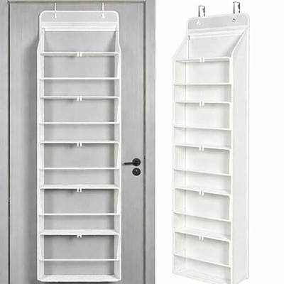CaloSolity Hanging Yarn Storage Organizer: Large Capacity Over the Door Yarn Holder with Clear PVC Pockets for Crochet and Knitting Tools - 6 Zipper Independent Compartments Strong Metal Hooks - White