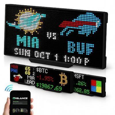 Glance LED Sports Ticker, Customizable Smart Pixel Display for Live Scores, Stock Market Tickers, Crypto, Weather and News, Man Cave and Desk Decor, No Subscription, Made in USA Medium 10.5" x 5.5"