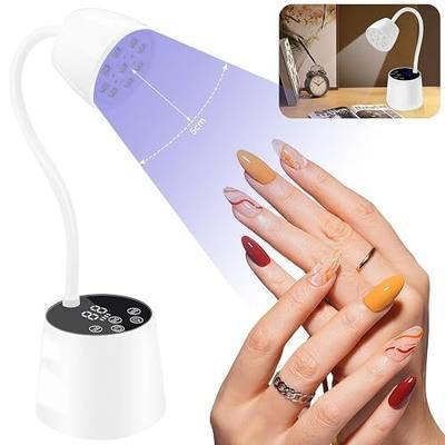 2 in 1 UV LED Nail Lamp for Gel Nails Polish, Flash Cure 27W Cordless Gooseneck Mini Nails Light, Quick Dryer with Timers Smart Sensor Ambient Lighting, Home DIY & Professiona