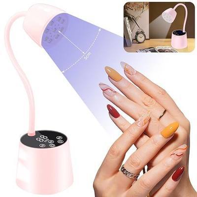 2 in 1 UV LED Nail Lamp for Gel Nails Polish, Flash Cure 27W Cordless Gooseneck Mini Nails Light, Quick Dryer with Timers Smart Sensor Ambient Lighting, Home DIY & Professiona