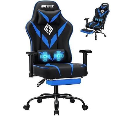 Massage Gaming Chair 155°Reclining Computer Chair Ergonomic Game Chair-Blue | Adjustable Armrests,Footrest,Pocket Spring Cushion,Ergonomic Comfy,for Home/Office,for Kids/Adults,Multiple Colors Available