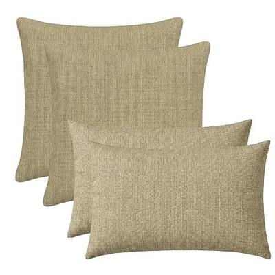 RSH DECOR: Sunbrella Lumbar & Square Pillows Set of 4 | 20" x 12" & 20" x 20" | Water and Fade-Resistant Performance Fabric | Outdoor Throw Pillows for Patio Furniture | Made in USA (Cast Tinsel)