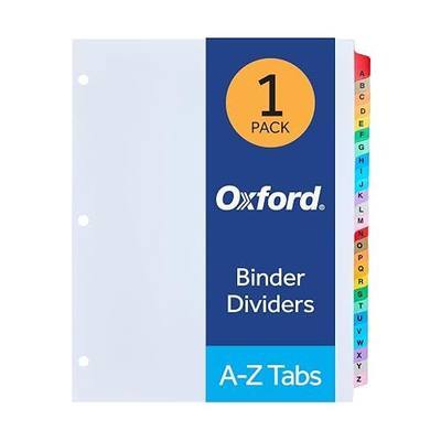 Oxford A to Z Binder Dividers, 1 Set, Multicolor Alphabet Tabs, 8.5 x 11 | Preprinted A-Z tabs sort files, contacts, and records fast. Free online templates. Sturdy paper fits any 3 ring binder.