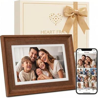 Heart Frame - 10.1 Inch WiFi Digital Picture Frame - Frameo App Sends Photos from Phone Anywhere in Seconds - 1280x800 IPS Touchscreen - 32GB Memory - Photo Gift for Mom Dad Wife Grandparents - Brown