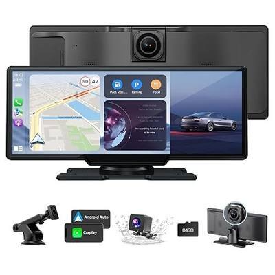 Wireless Apple Carplay Screen for Car,11.26" Portable Car Play & Android Auto Touch Screen, Upgraded Car Stereo with 4K Dash Cam,Backup Camera/Mirror Link/Voice Control