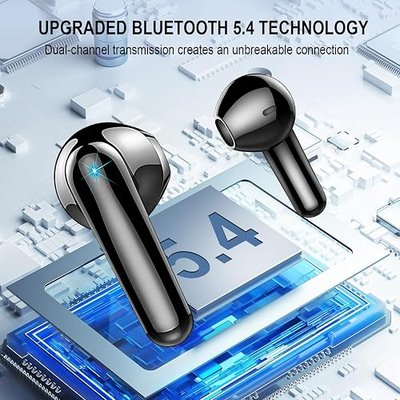 Wireless Earbuds BT5.4 Earbuds 48H LED Display IP7 ComfortFit Sports Black | Comfort fit, built-in mic, for sports & walking, compatible with Android & iOS