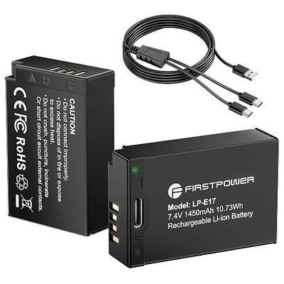 FirstPower 2-Pack LP-E17 Battery Compatible with Canon EOS R8 R10 R50 R100 RP, Rebel T8i T7i T6i T6s SL2 SL3, EOS M3 M5 M6, 77D 200D 750D 760D Camera,1450mAh with USB-C Port