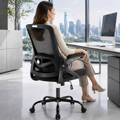 Executive Office Chair with Adjustable Lumbar Support Flip-Up Arms,Black | Desk Chair Breathable Mesh Comfy Computer Chairs with Flip-up Armrests Executive Task Chair for Adults Home Office,400lbs