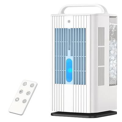 4-in-1 Portable Air Conditioners: 1700ml Tank Mini Air Conditioner with 120° Oscillating 16.5ft Remote - Evaporative Air Cooler with 3 Speed & 7 Lights 1-7H Timer - Portable AC Unit for Bedroom