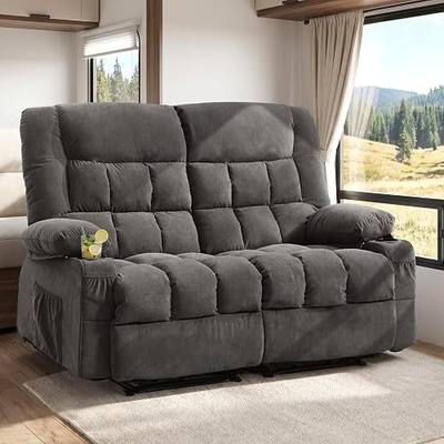 BOSMILLER Recliner Loveseat with Cup Holders for Living Room, 2 Seat Manual Loveseat Recliner with Side Pocket