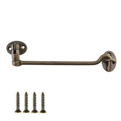 Antrader Brass Door Hook Latch & Eye with Screws,7.5 Inch,Bronze,1-Pack | Antique Bronze Window Latch, Windproof Cabin Hook, Vintage Style Door & Window Security Hook Latch