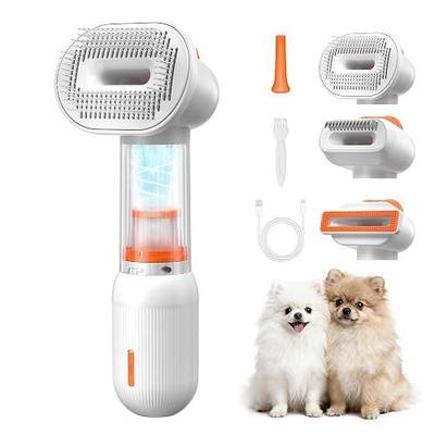 Vacuum Dog Brush for Shedding, 4-in-1 Self-Cleaning Slicker & Undercoat Rake, Deshedding Grooming Tool, Anti-Static, Massage & Combing All In One!