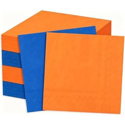 Whaline 50Pcs Cocktail Napkins Dart War Party Tableware, Orange and Blue | Disposable Paper Napkin, Drink Beverage Napkin, Dart Battle Birthday Baby Shower Party Supplies