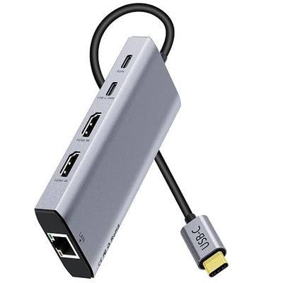 USB C Hub Dongle,10 in 1 Laptop Docking Station Dual 4K@60Hz HDMI Monitor,100W PD,Gigabit Ethernet,Card Reader,USB3.0 Type-C Multiport Adapter for MacBook Pro IPad,Dell,HP,Surface,Steam Deck Dock