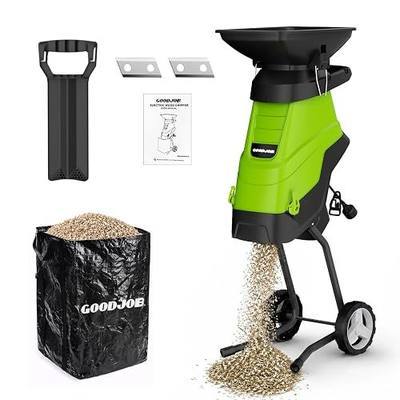 Electric Wood Chipper,1.8 in Cutting Diameter Portable Yard Shredder | Shredder Mulcher with Hopper,15 Amp 4000 RPM,15:1 Reduction Ratio,45 L Bag,Yard Tool for Composting Branches and Twigs