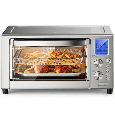 Kismile 12-in-1 Air Fryer Toaster Oven Combo, 23QT Convection Oven Countertop, 120-450℉, 360° Turbo Convection, Toast, Bake & Broil, Rotisserie for Chicken, Full Accessories, Stainless Steel