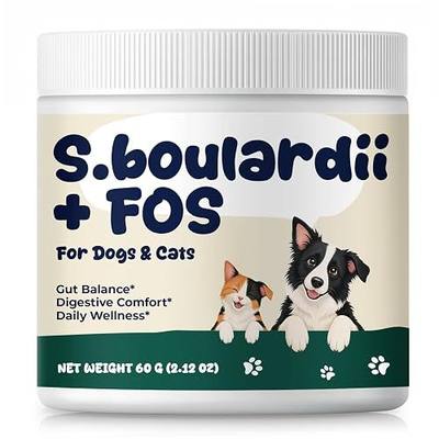 S. Boulardii + FOS Probiotic Powder for Dogs & Cats, 8 Billion CFU Pet Probiotic with Prebiotic FOS, Supports Digestive Balance, Stool Quality & Daily Gut Wellness, 60 g