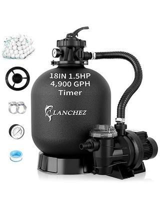 LANCHEZ Sand Filter Pump for Above Ground Pool, Pool Pumps Above Ground, Pool Sand Filter with 7-Way Valve, 18in(4,900GPH)