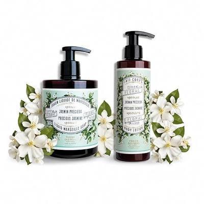 Panier des Sens Jasmine Hand Soap and Lotion Set, 25.35 fl oz | French hand care duo with liquid hand soap and moisturizing hand and body lotion, made in France for a complete sink ritual.