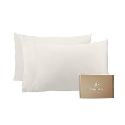 Bioweaves 100% Organic Cotton Pillow Cases 300 Thread Count Soft Sateen Weave GOTS Certified – Standard/Queen Size, Set of 2, Cream