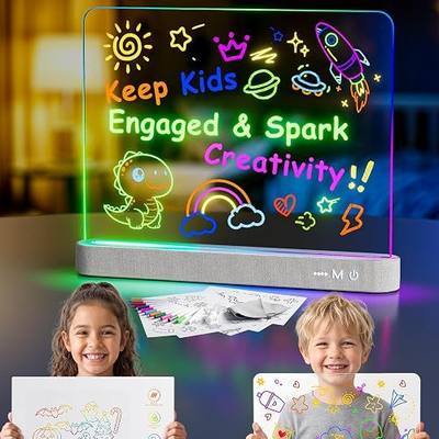 LED Drawing Board for Kids, 13 x 10 Inch Rechargeable LED Note Board with 13 Light Effects, Detachable Acrylic Panel, Birthday Gifts for Girls & Boys Ages 5 6 7 8 9 10-12 (Off-White)