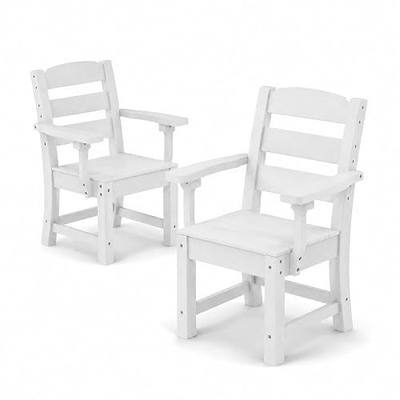DWVO Patio Dining Chairs Set of 2, All-Weather HDPE Resin Outdoor Chairs with Wide Armrests, Widened Seat and Curved Backrest, Waterproof Plastic Chair for Garden, Backyard, Deck, Porch, White