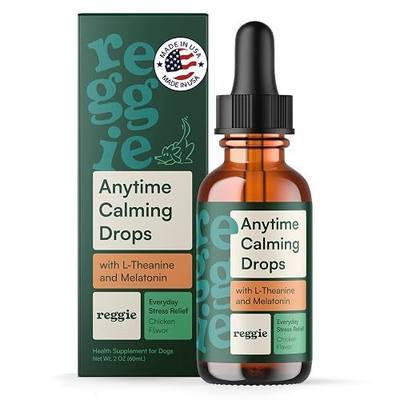 Reggie Anytime Calming Drops for Dogs | Dog Anxiety Relief with L-Theanine, Melatonin, GABA & Chamomile | Fast-Acting Calming Support for Stress, Separation Anxiety, Travel & Thunderstorms | 2 fl oz