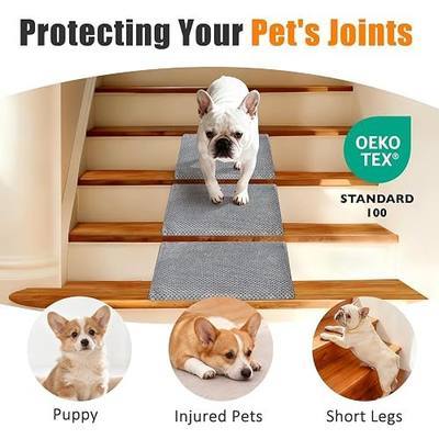 Dog Ramp for Stairs, Non-Slip Stair Wedges with Gentle Slope, Pet Ramp with Washable Cover and Self-Sticky Pads for Safe Climbing, Gray, 6 Pack