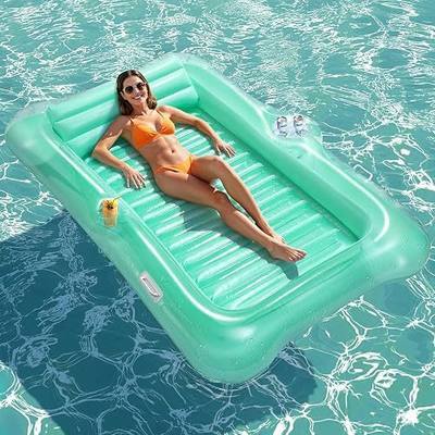 HeySplash Tanning Pool Lounger, Large Tanning Pool for Adults with Pillow | Inflatable Pool Floats Boat with Cup Holder, Tanning Pool Lounger Float for Outdoor Lake River Summer Water Party
