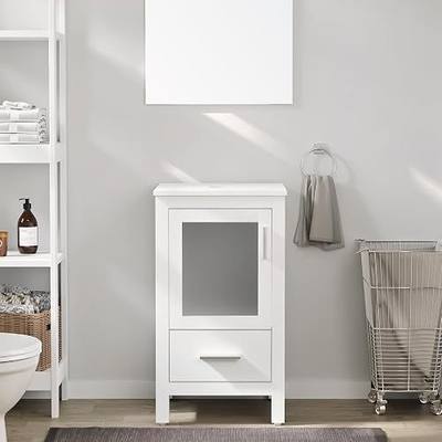 eclife 18" Small Bathroom Vanity Sink Combo Modern Freestanding Cabinet W/Matte Glass Door & Drawer, White (Without Sink)