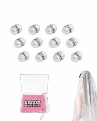 Pearl Veil Weights, 18 Pairs Magnetic Bridal Weights for Outdoor Weddings, Invisible Double-Sided Veil Weights