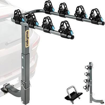 4 Bike Rack Hitch Mount, 240 lbs Capacity (60 lbs Per Bike), Dual SGS-Certified Straps, 4-Bike Hanging Carrier for Car, SUV, Truck, RV, 2" Receiver, Anti-Wobble, Foldable