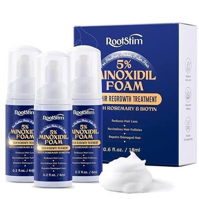 RootStim 5% Minoxidil Foam for men and women, Extra Strength Hair Regrowth Treatment for Thinning Hair and Hair Loss, Hair Follicle Health – Thicker, Fuller Hair Growth Solution 6 FL.OZ