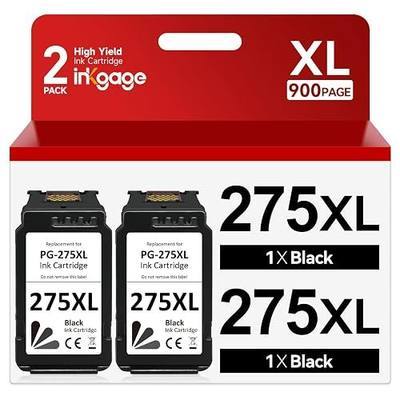 275XL Ink Cartridges For Canon Printers PG-275 Black Ink Cartridge, 2-Pack High Yield PG275 XL For Pixma TS3500 TS3520 TS3522 TS3700 TS3720 TS3722 TR4700 TR4720 TR4722, for Canon 275 Black ink