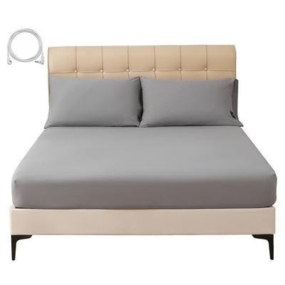 Grounding Sheets King Size, 20% Silver Fiber + 80% Organic Cotton, Conductive Fitted Grounded Bed Sheet with Deep Pocket for Bed & Sleeping (Gray, 78"x80"x15")