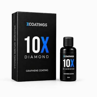 10X Diamond Graphene Ceramic Coating for Cars, 50ml Kit, 9H Hardness, Hydrophobic, Up to 5-Year Paint Protection | 9H Graphene Shield with Slick, Hydrophobic Gloss