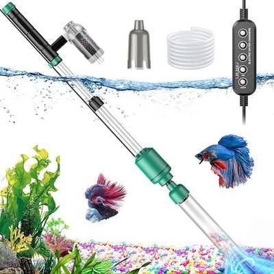 Electric Aquarium Vacuum Gravel Cleaner: 24W Fish Tank Vacuum Gravel Cleaner with Strong Suction for Automatic Water Change Algae Remover Sand Wash Water Shower and Water Circulation, Timed Off | Multifunctional Cleaning Tools, Water Change, Sand Washing, Water Filtration, Glass Cleaning, Adjustable