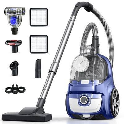 Canister Vacuum, Upgraded 1600W Bagless Canister Vacuum Cleaner, Auto Cord Rewind, H13 HEPA Filter, 4Qt Large Capacity, 5 Tools for Hard Floors, Carpet, Pet, Upholstery, Tiles, Dark Blue