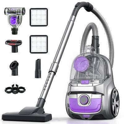 Canister Vacuum, Upgraded 1600W Bagless Canister Vacuum Cleaner, Auto Cord Rewind, H13 HEPA Filter, 4Qt Large Capacity, 5 Tools for Hard Floors, Carpet, Pet, Upholstery, Tiles, Tangerine