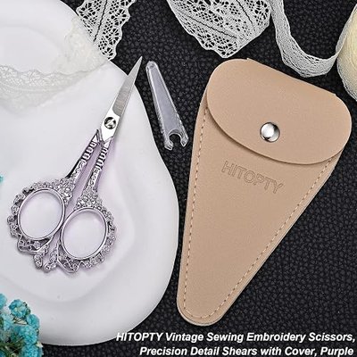 Sewing Embroidery Scissors, 4.5’’ Sharp Crochet Shears with Cover | All Purpose, Pointed Tip, for Craft, Cross Stitch, Needlework, Artwork, Precision Detail Thread Paper Cutting, Purple