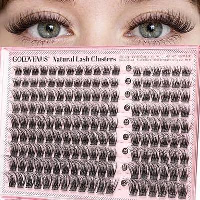 Goddvenus Fluffy Lash Clusters Natural D Curl Cluster Eyelash Extensions | Wispy Individual Eye Lashes Clump-Free 10-16mm Faux Mink False Eyelashes Clusters for DIY Lash Extensions