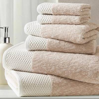 Madison Park Hayden 6 Piece Bath & Hand Towel Set, 550 GSM, Beige Tan | Yarn-Dyed Dobby Slub Texture, 100% Combed Cotton, 2 Bath 2 Hand 2 Washcloth, Soft Absorbent Spa Hotel Quality Towels