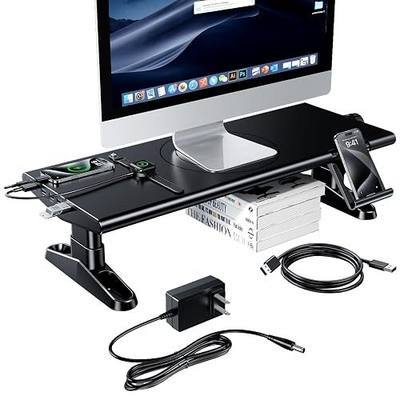 Computer Monitor Stand Riser for Desk with Usb Hub Charging,30W/5Gbps Usb C Docking Station with Power,4.4-5.7''Freely Height Adjustable with Phone Stand,Monitor Stands Riser for PC,Laptop,Printer,TV