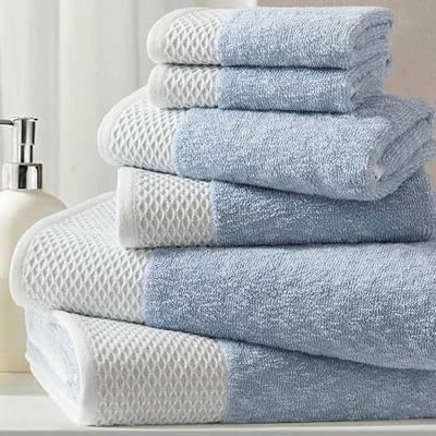 Madison Park Hayden 6 Piece Bath & Hand Towel Set, 550 GSM, Blue | Yarn-Dyed Dobby Slub Texture, 100% Combed Cotton, 2 Bath 2 Hand 2 Washcloth, Soft Absorbent Spa Hotel Quality Towels