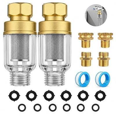 Washing Machine Inline Water Filter, Brass Sediment Filter 2 Pack | 50 mesh stainless steel screen helps trap rust, sand, and sediment for washers, water heaters, and garden hose lines