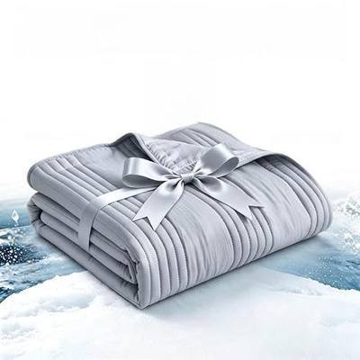 4 Piece Cooling Blanket Set for Hot Sleepers,Cooling Comforter with Eye Mask,Earplugs,Hair Tie,Q-Max 0.42 Soft Breathable Cooling Blankets (Silver Grey, Queen(71x87inch))