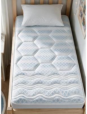 Madison Park 3-Zone Breathable Knit Quilted Mattress Pad, Blue, Twin XL | Naturally Cooling 3-Zone Quilted Mattress Topper Cover, 15-18 inch Deep Pocket Elastic Skirt, OEKO-TEX Certified