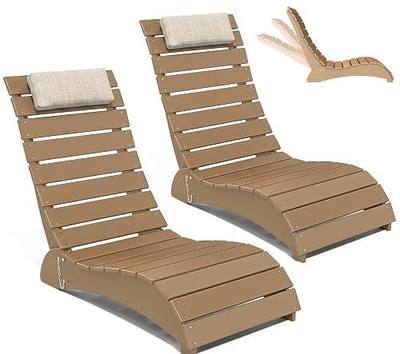 NAVINE Pool Lounge Chairs Set of 2, HDPE Adjustable Chaise Chairs with Headrest, Weighted Fade-Resistant Pool Chairs and Lounger for Baja Ledge,Poolside and Deck, Teak