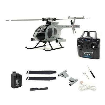 RC ERA C184 MD500 100 Size RC Helicopter 4CH, 6-Axis Gyroscope RTF With Optical Sensor & Upgraded Transmitter - Remote Control Electric Helicopter Outdoor For Adults & Beginners (ERA-C184-GR (Gray))