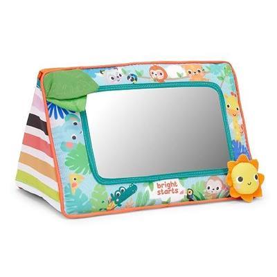 Bright Starts Sit & See Tummy Time Mirror, Crinkle Leaves and Squeaker Sun Multi-Sensory Toy, Unisex, Newborn & Up